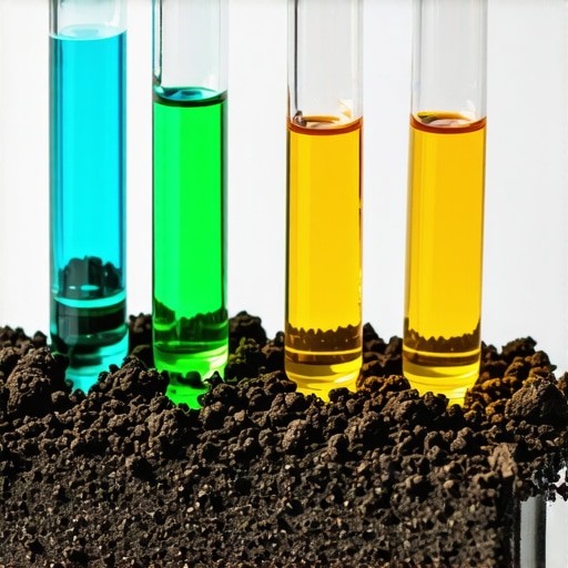 Laboratory technician analyzing soil samples with testing equipment
