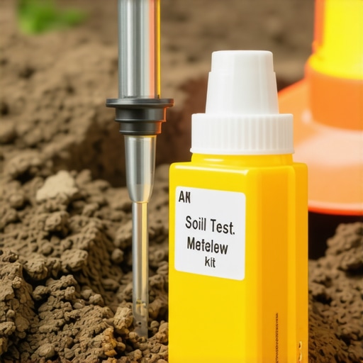 Soil test being conducted with a probe and water measurement tools
