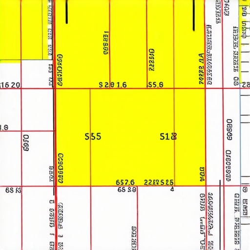 Close-up of a survey map showing property boundaries, markers, and easements