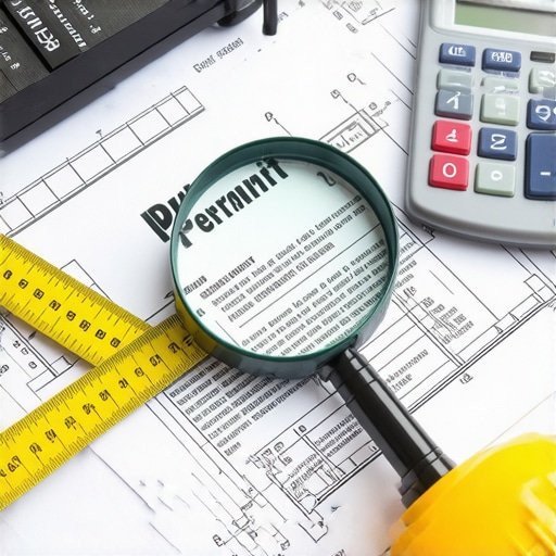 Close up of blueprints and permit documents illustrating the complexity of construction estimating.